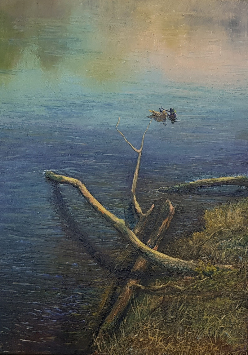Vladimiras Jarmolo tapytas paveikslas Ant upės kranto, Peizažai , paveikslai internetu