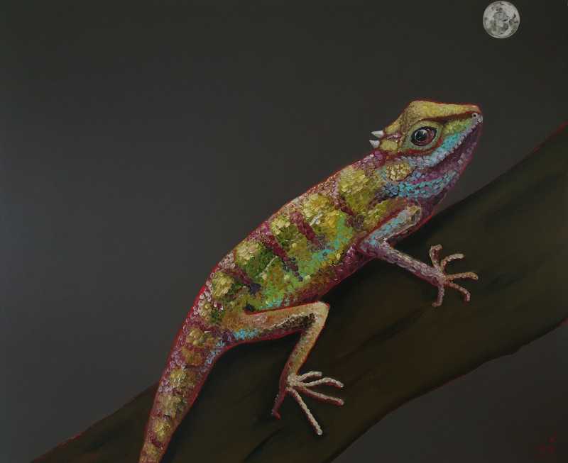 The Lizard original painting by Živilė Rudzikaitė-Matuzonienė. Animalistic Paintings