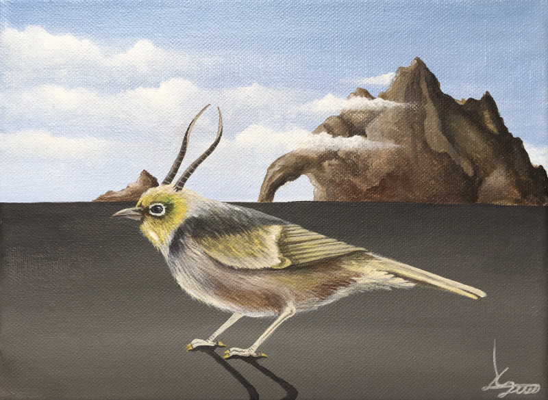 Emilija Šileikaitė tapytas paveikslas Paukštis. Silvereye, Fantastiniai paveikslai , paveikslai internetu