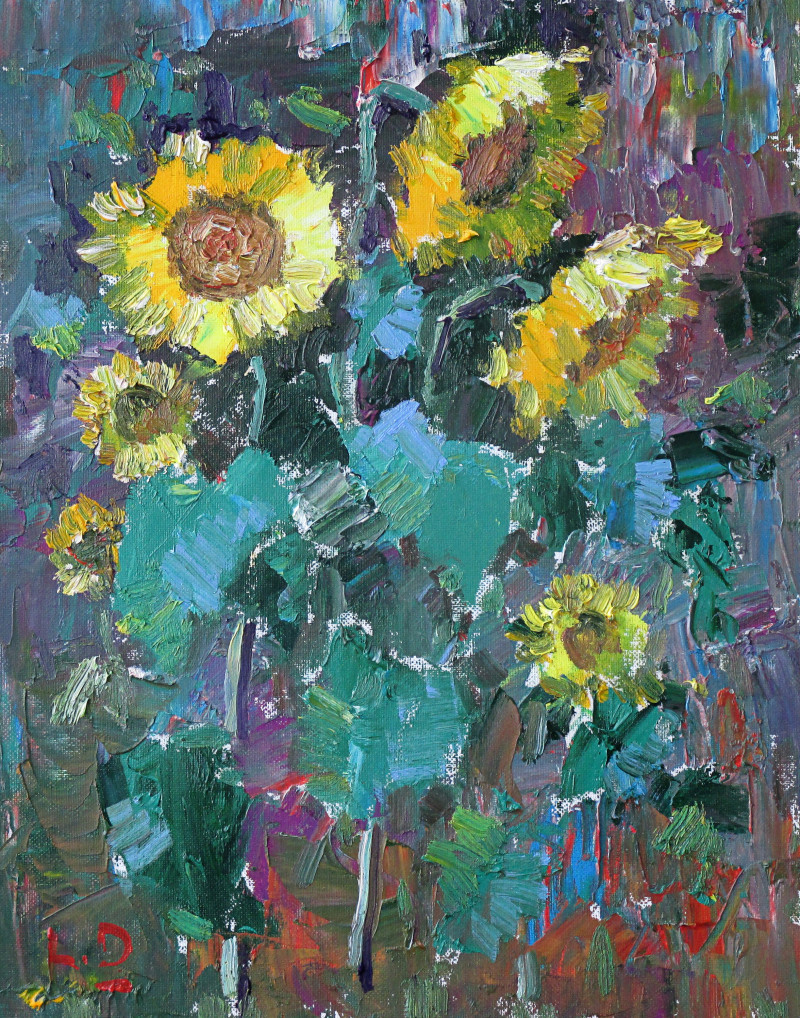 Sunflowers original painting by Liudvikas Daugirdas. Flowers
