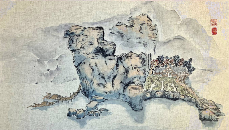Ina Savickienė tapytas paveikslas Gyvenama sala, Kaligrafija - Rytų tapyba , paveikslai internetu