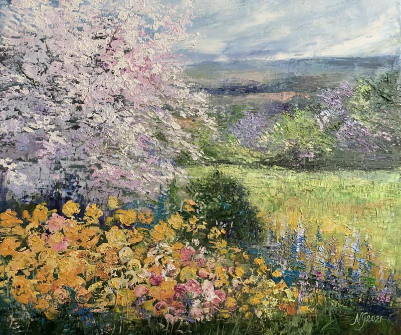 Sunny Day original painting by Nijolė Grigonytė-Lozovska. Landscapes