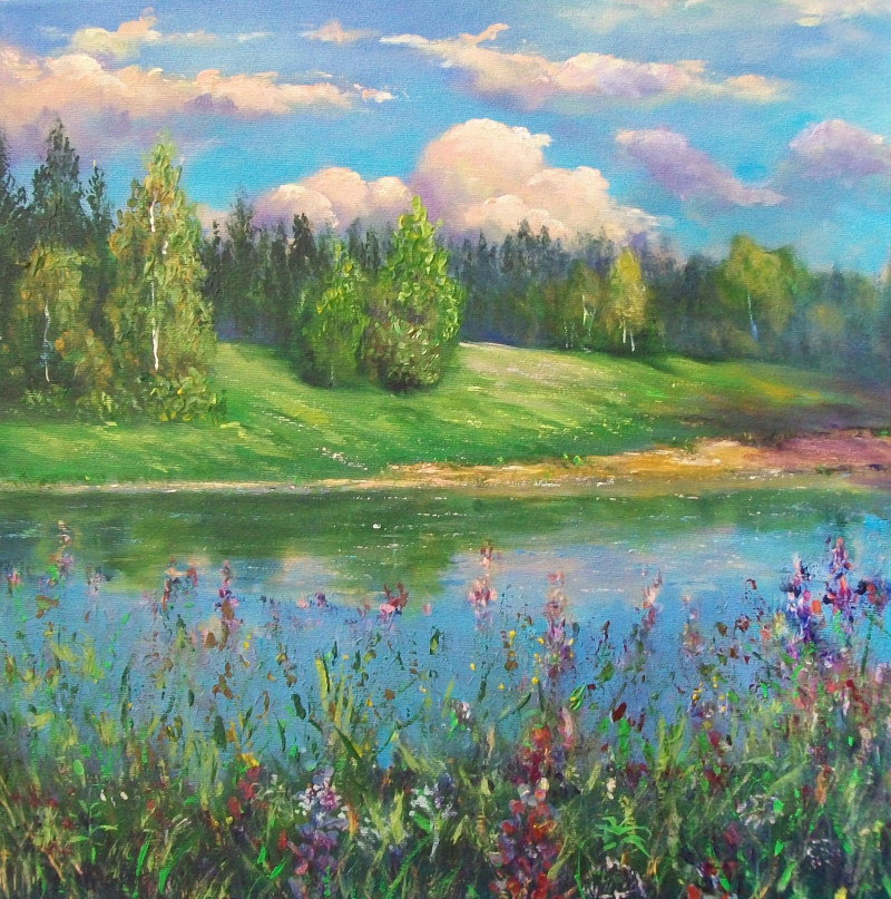 Nemunas original painting by Petras Beniulis. Landscapes