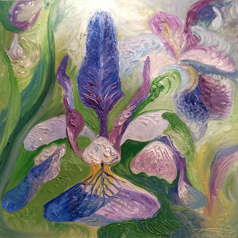 Simona Juškevičiūtė tapytas paveikslas Irisai, Gėlės , paveikslai internetu