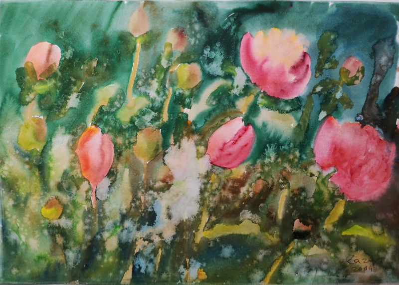 Tulips original painting by Kazys Abramavičius. Flowers