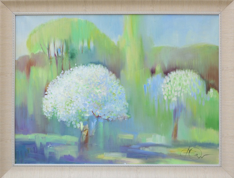 Spring Fog original painting by Svetlana Ovinova. Landscapes