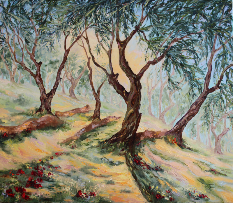 In An Olive Grove original painting by Rita Medvedevienė. Spring Paintings