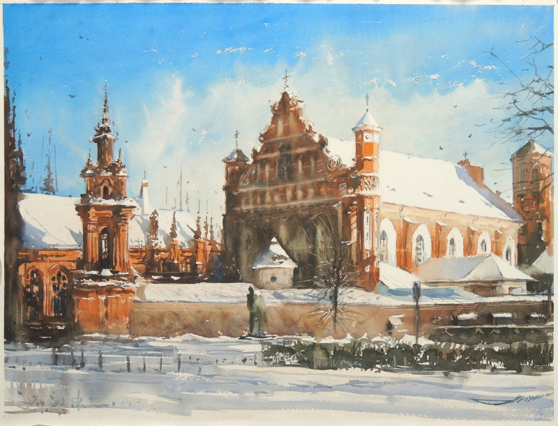 Sergiy Lysyy tapytas paveikslas Christmas Vilnius, Urbanistinė tapyba , paveikslai internetu