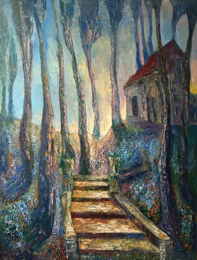 Simonas Gutauskas tapytas paveikslas Pavasaris sename parke, Peizažai , paveikslai internetu