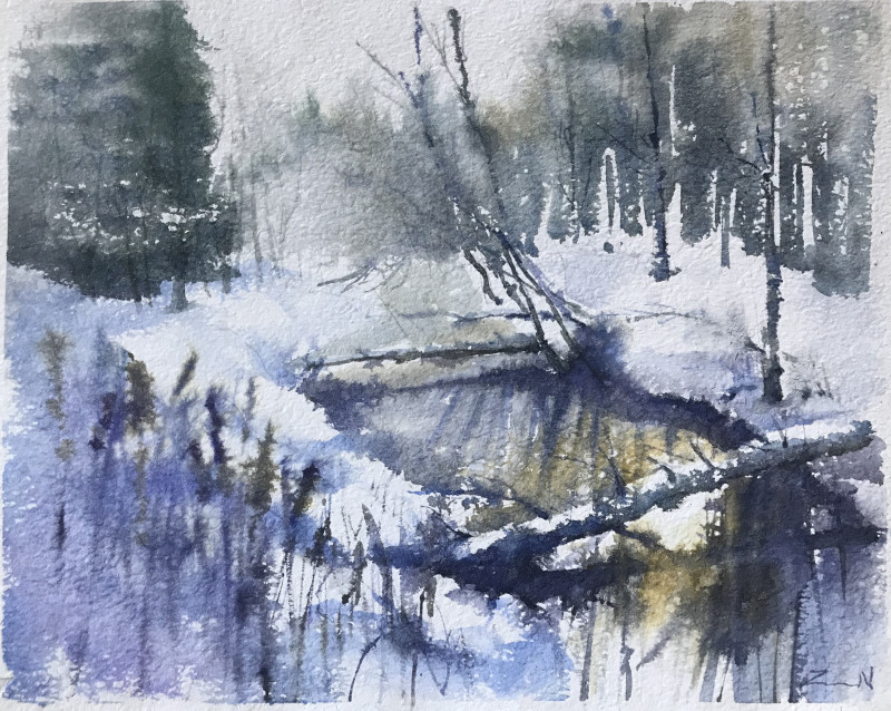Nijolė Zubienė tapytas paveikslas Žiemos ramybė, Peizažai , paveikslai internetu