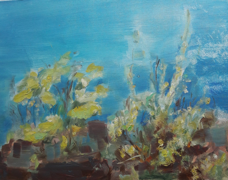 Between Water Plants original painting by Birutė Ašmonienė. Easter collection