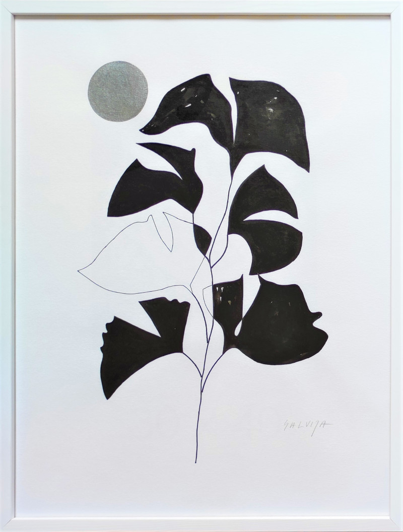 Salvija Zakienė tapytas paveikslas Džiazuojanti žolytė. Iš ciklo \\"Augalėlių pasakojimai\\", Miniatiūros - Maži darbai , pav...