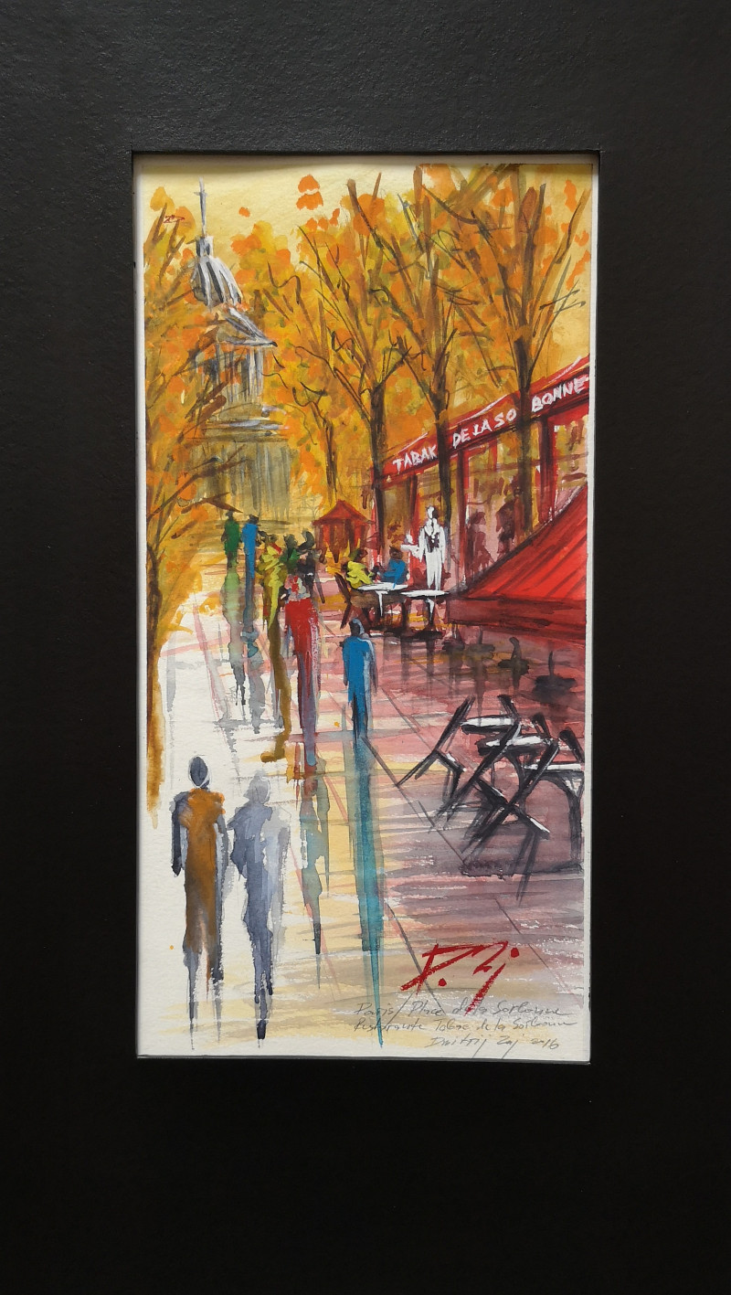 Paris. Cafe Tabac de la Sorbonne original painting by Dmitrij Zuj. Urbanistic - Cityscape