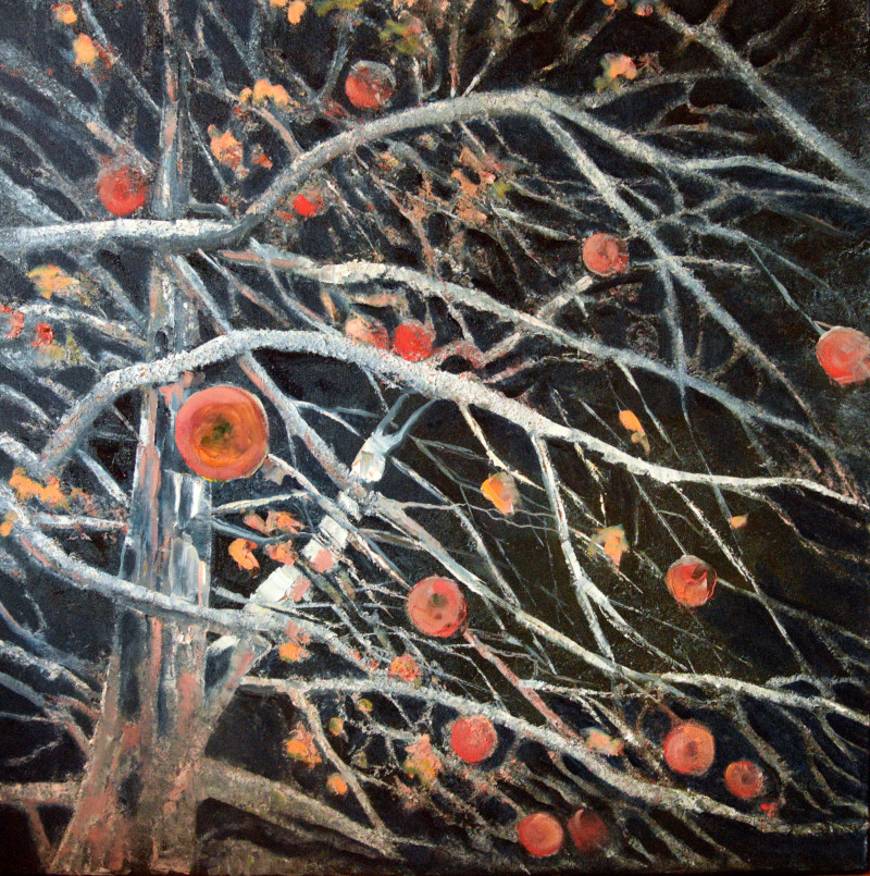 Lina Urbanavičienė tapytas paveikslas Žiemos obuoliai, Peizažai , paveikslai internetu