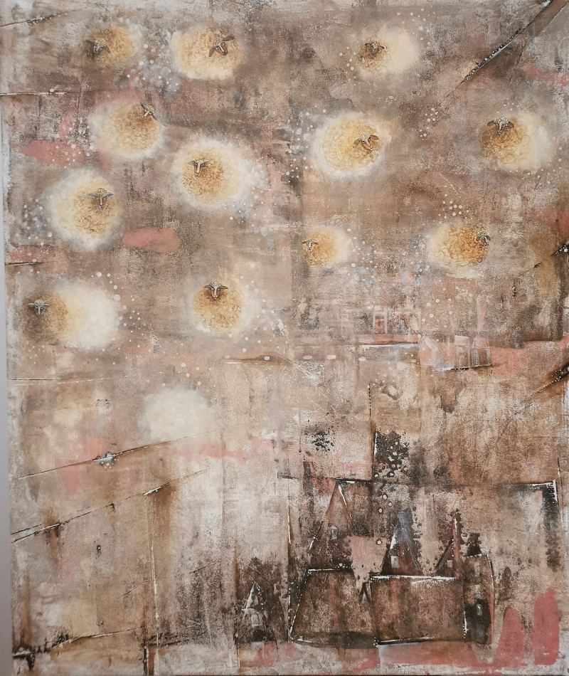 Violeta Jarašiūnienė tapytas paveikslas 12 avelių, Abstrakti tapyba , paveikslai internetu