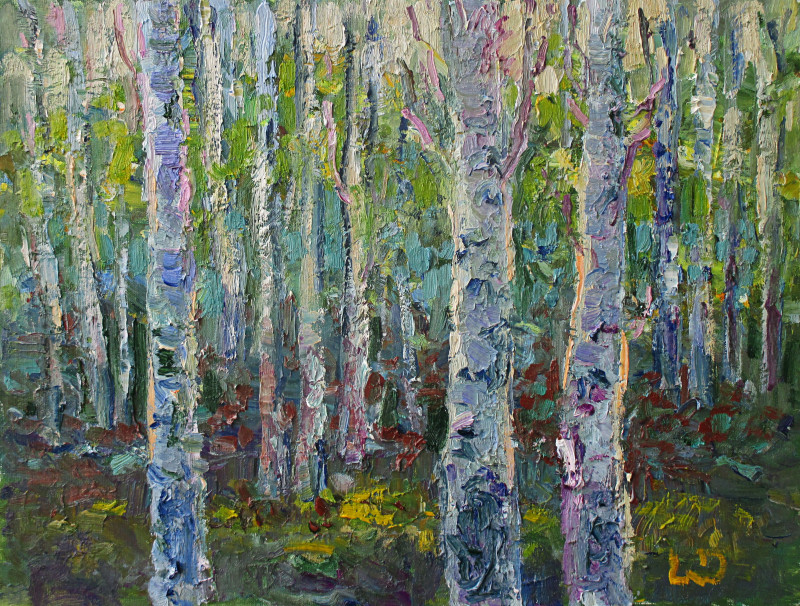 Birch original painting by Liudvikas Daugirdas. Landscapes