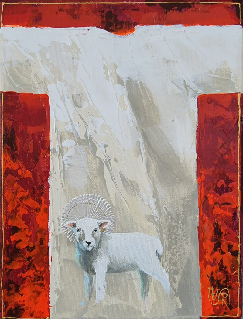 Rasa Tamošiūnienė tapytas paveikslas Dievo avinėlis, Miniatiūros - Maži darbai , paveikslai internetu