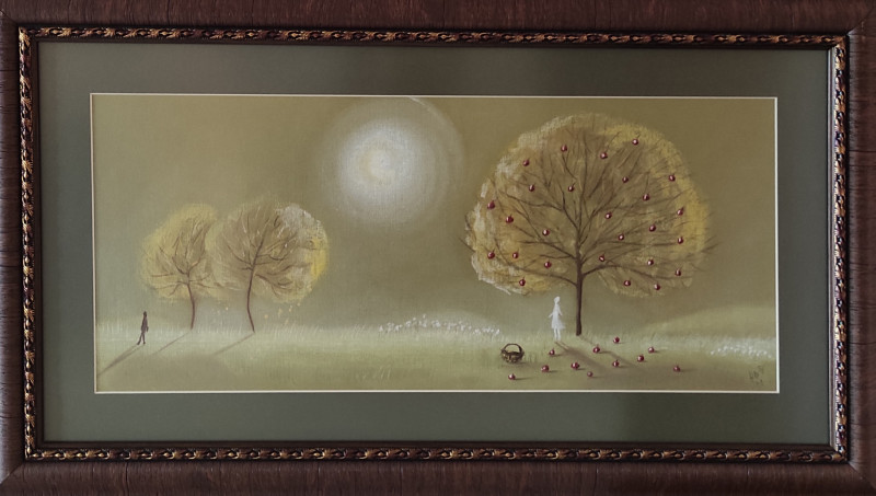 Basket original painting by Rima Sadauskienė. Landscapes