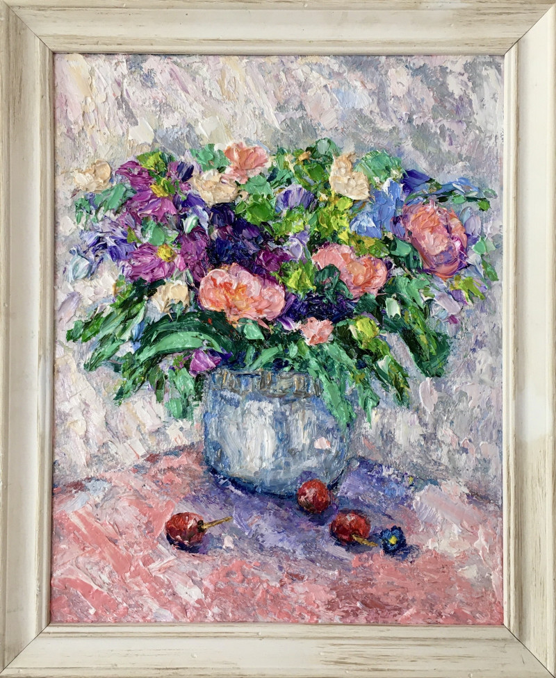 Vilma Gataveckienė tapytas paveikslas Vasaros puokštė, Gėlės , paveikslai internetu