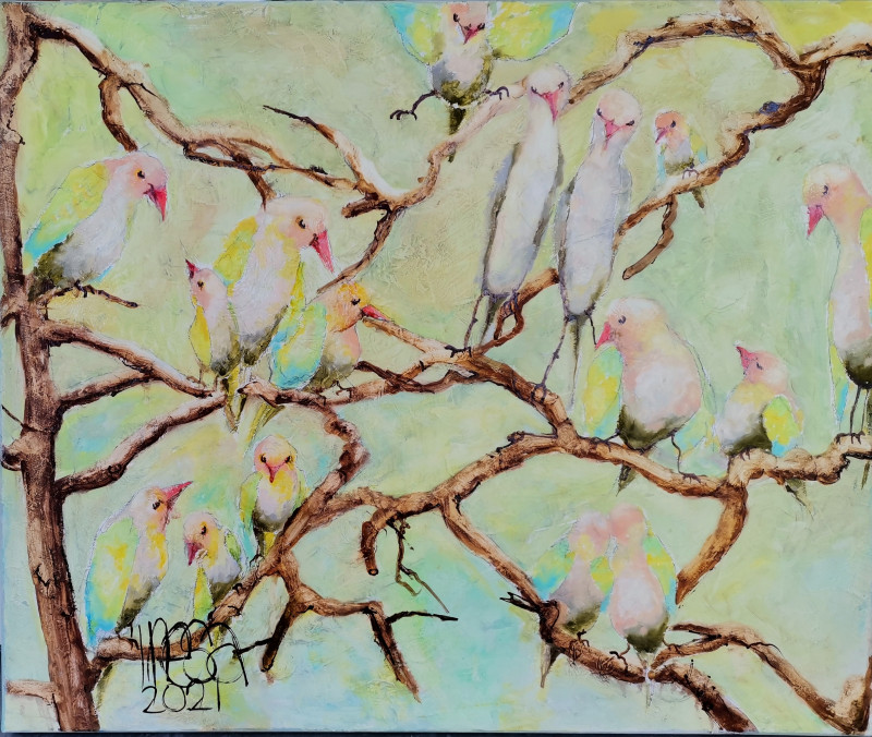 Birds 11 original painting by Inesa Škeliova. Animalistic Paintings