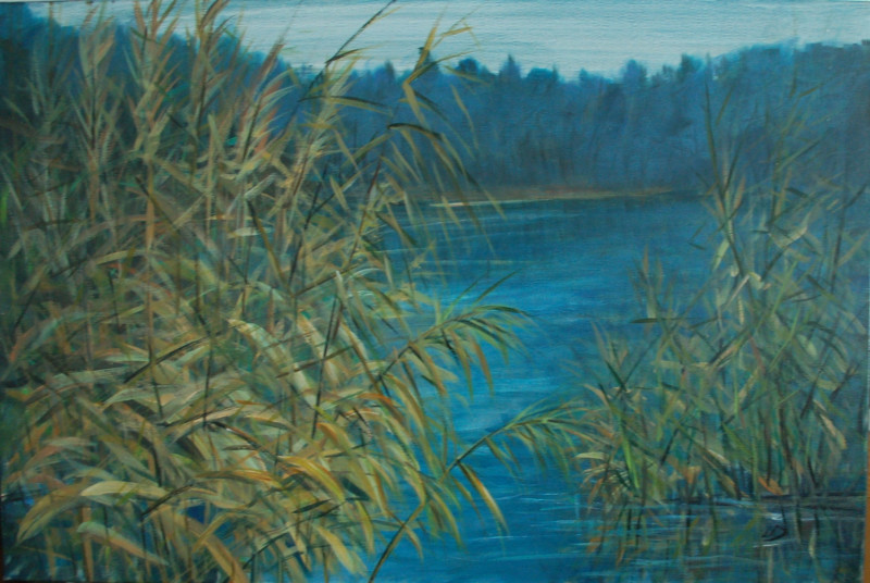 Lakeside original painting by Lidija Dailidėnienė. Landscapes