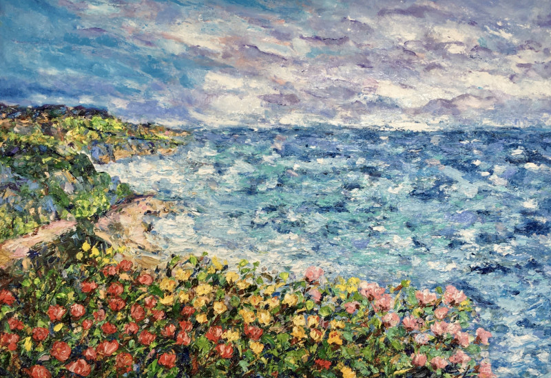 Vilma Gataveckienė tapytas paveikslas Žydinti pakrantė, Jūros , paveikslai internetu