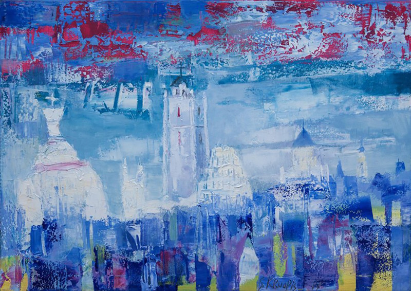 A City Where I Like to Live 2 original painting by Saulius Kruopis. Abstract Paintings