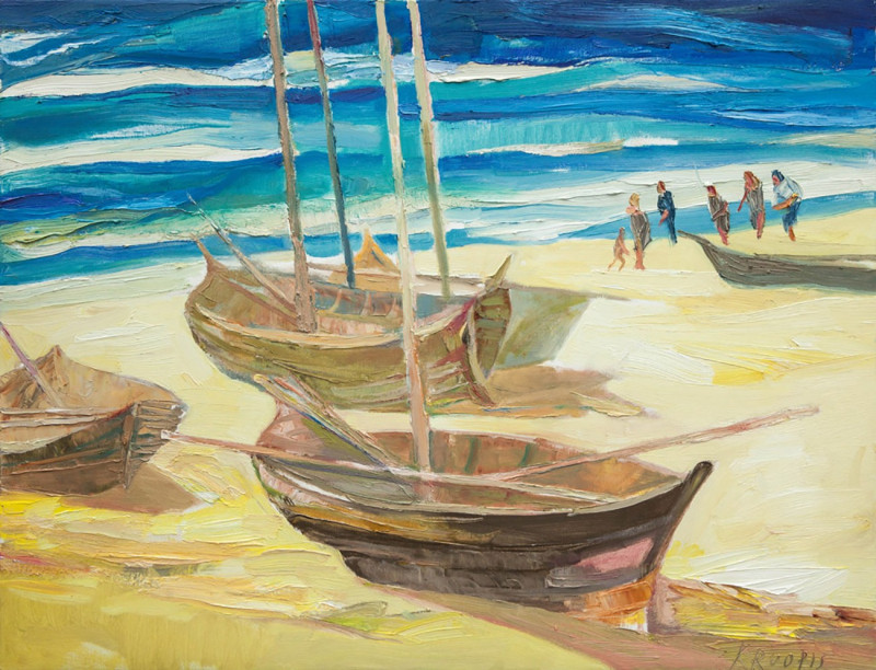 Saulius Kruopis tapytas paveikslas Žvejų valtys, Marinistiniai paveikslai , paveikslai internetu