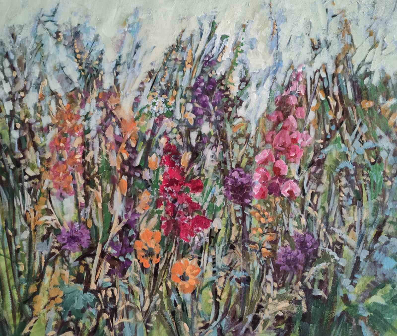 Birutė Butkienė tapytas paveikslas Sužydėjo visos gėlės, Gėlės , paveikslai internetu