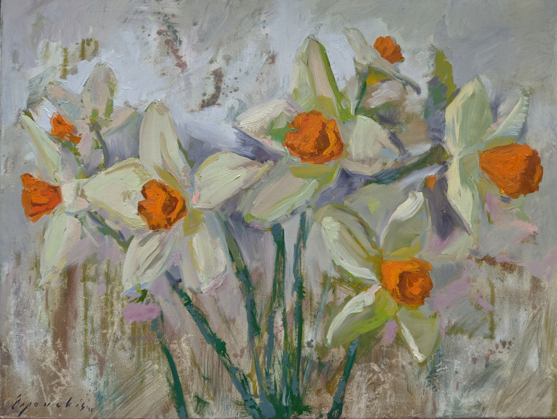 Daffodils original painting by Mantas Čepauskis. Flowers