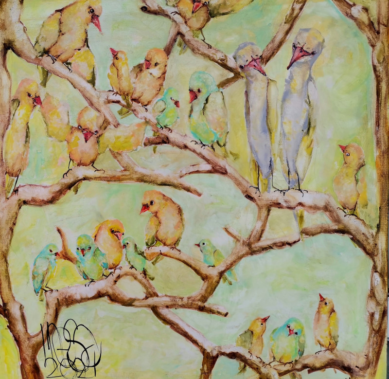 Birds 12 original painting by Inesa Škeliova. Animalistic Paintings