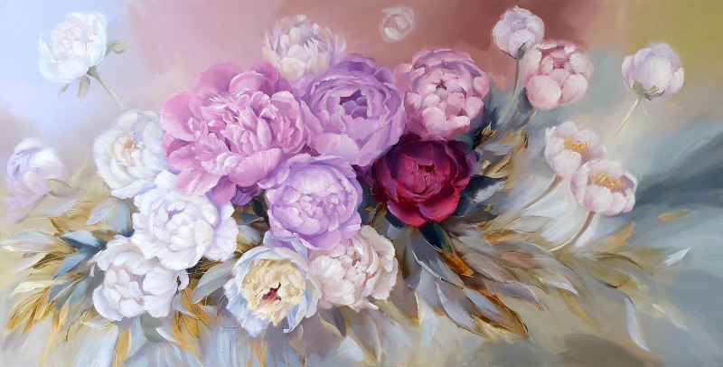 Lidija Skačkauskaitė-Kuklienė tapytas paveikslas Švelnūs, Gėlės , paveikslai internetu