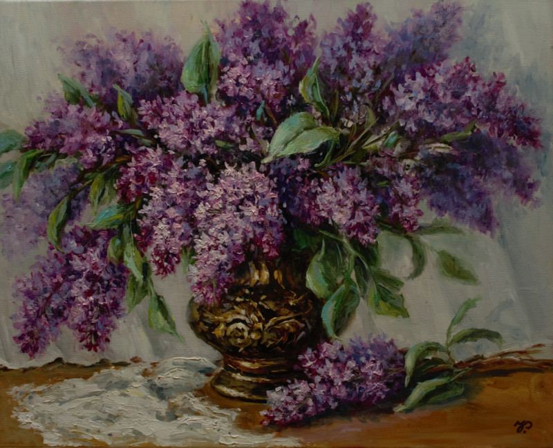 Classic Lilacs original painting by Irma Pažimeckienė. Still-Life