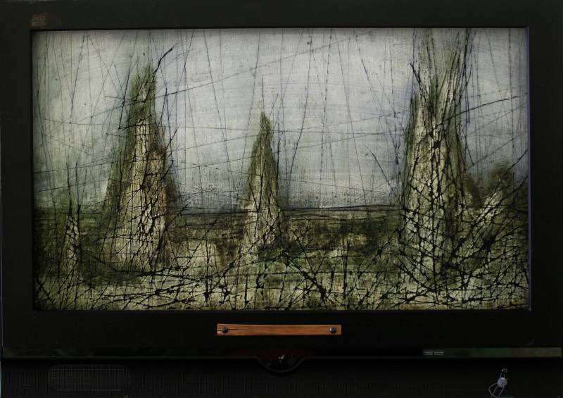 Arvydas Karvelis tapytas paveikslas Kaip aš į televizorių pakliuvau, Abstrakti tapyba , paveikslai internetu