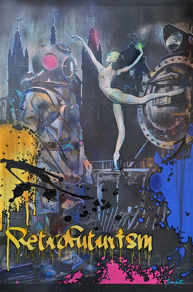 Ansis Burkė tapytas paveikslas Retrofuturizmas. Šv. Onos bažnyčia, Urbanistinė tapyba , paveikslai internetu