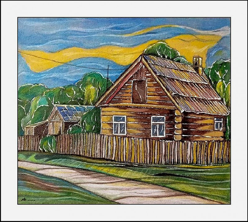 Artūras Skopas tapytas paveikslas Kelias šalia namo, Peizažai , paveikslai internetu