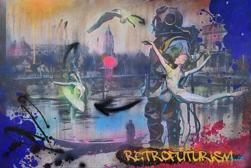 Ansis Burkė tapytas paveikslas Diver & 3 Graces, Šokis - Muzika , paveikslai internetu