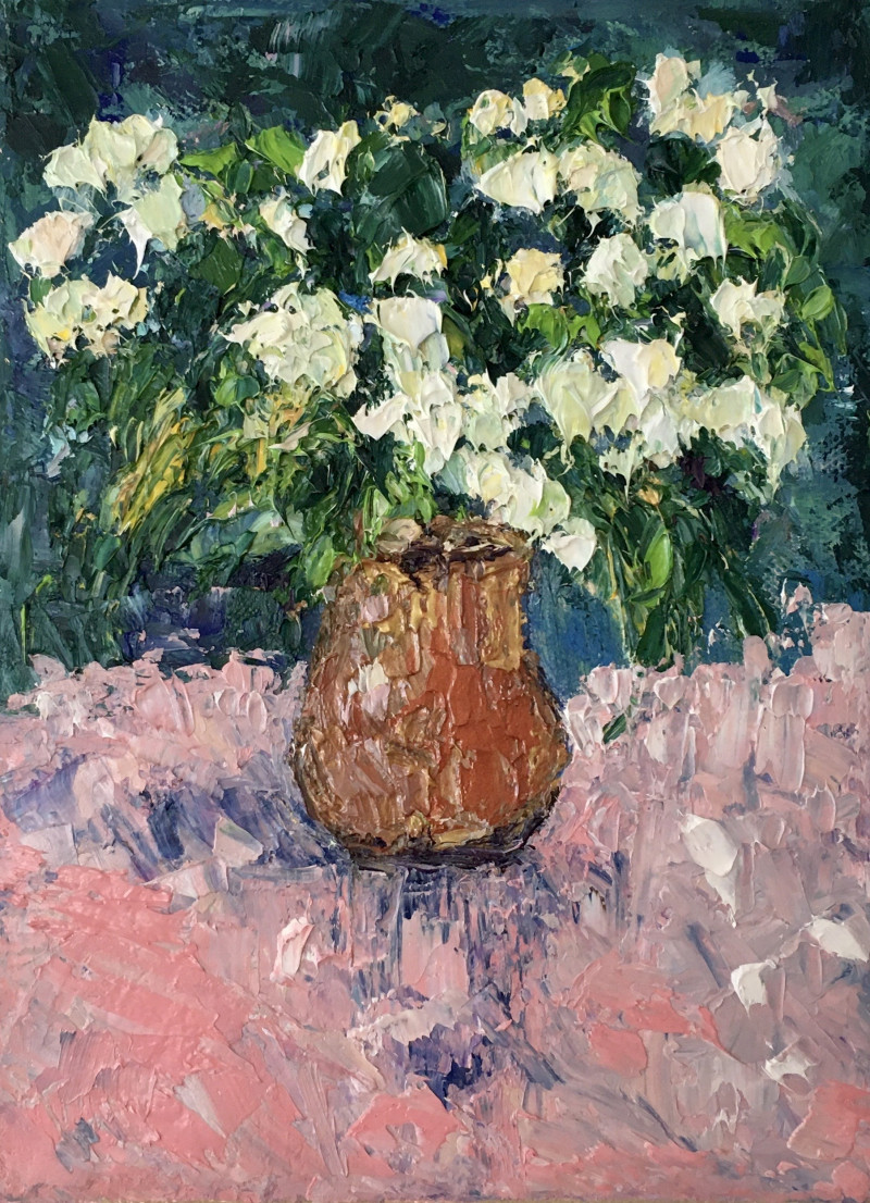 Vilma Gataveckienė tapytas paveikslas Pavasarinių gėlių puokštė, Gėlės , paveikslai internetu