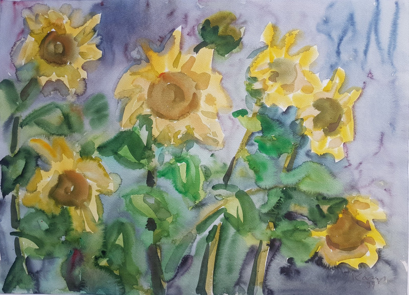 Sunflowers original painting by Kazys Abramavičius. Flowers