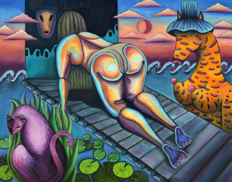 Agota Bričkutė tapytas paveikslas Moteris ant konvejerio, Išlaisvinta fantazija , paveikslai internetu