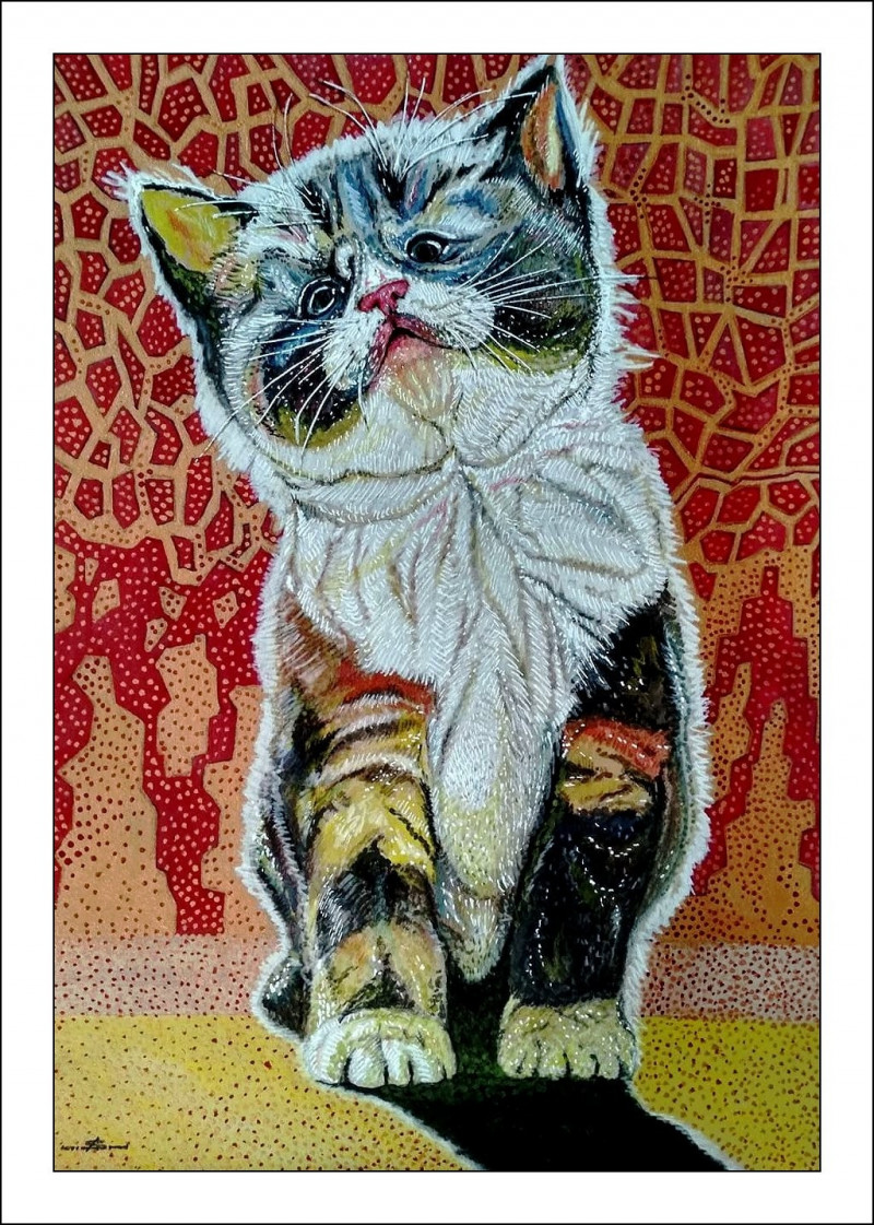 Kitty original painting by Artūras Skopas . Animalistic Paintings