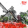 Windmill and Tulips (Skagit Valley, Washington, USA) original painting by Dalius Regelskis. Home
