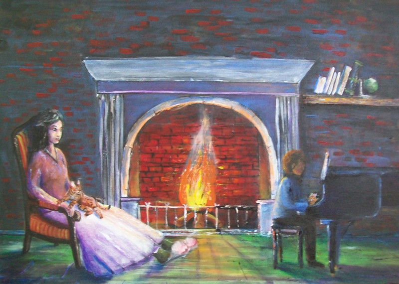 Petras Beniulis tapytas paveikslas Namų šiluma, Peizažai , paveikslai internetu