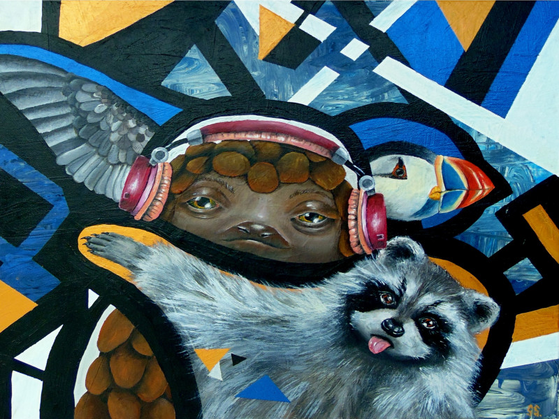 Gerda Grigaliūnaitė tapytas paveikslas Gyvūnų susivienijimas, Animalistiniai paveikslai , paveikslai internetu