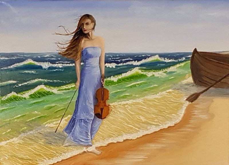 Music of Cold Waves original painting by Mantas Naulickas. Paintings With People