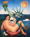 Arnoldas Švenčionis tapytas paveikslas Klimato kaita arba visa tiesa apie Čiupa Čiups, Fantastiniai paveikslai , paveikslai i...