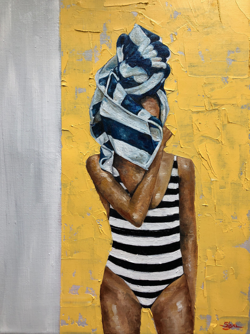 Greta Skya tapytas paveikslas Stripes, Tapyba su žmonėmis , paveikslai internetu
