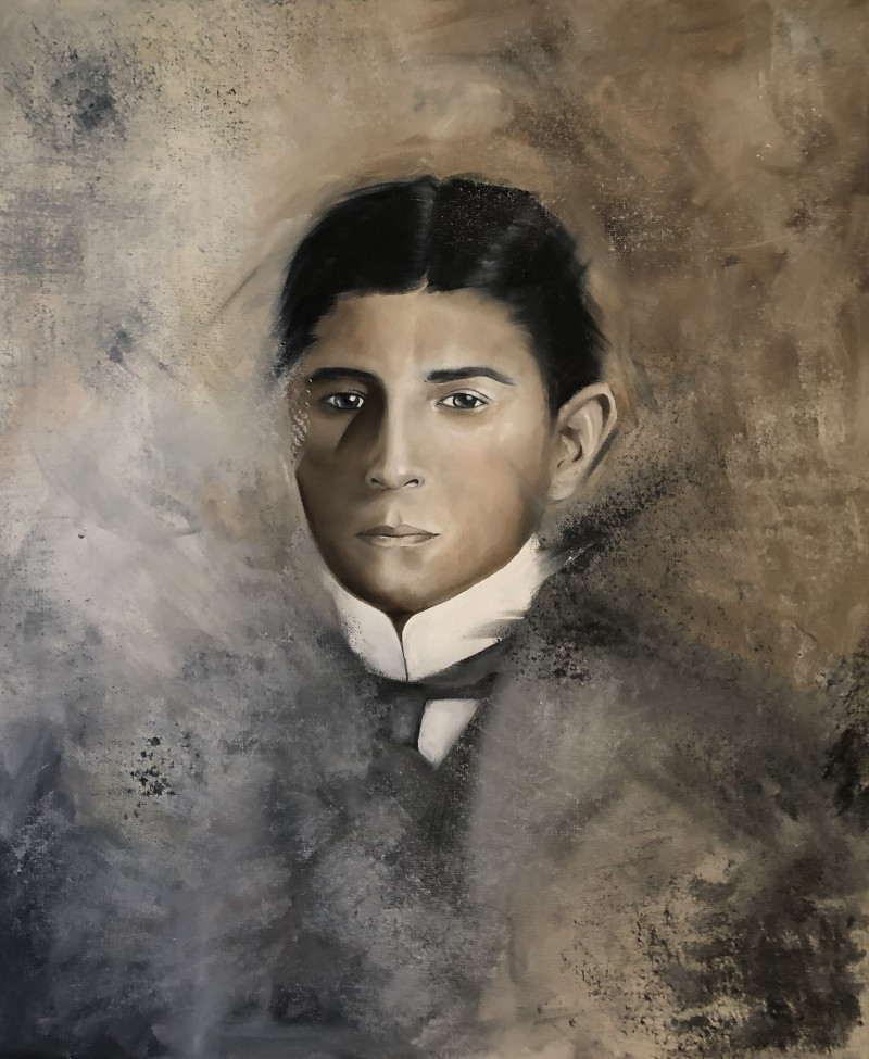 Franz Kafka original painting by Greta Skya. Paintings With People