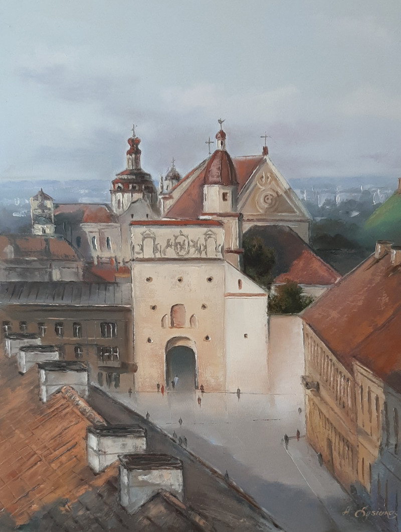 Gates of Dawn. Panorama original painting by Aleksandras Lysiukas. Paintings with Vilnius (Vilnius)