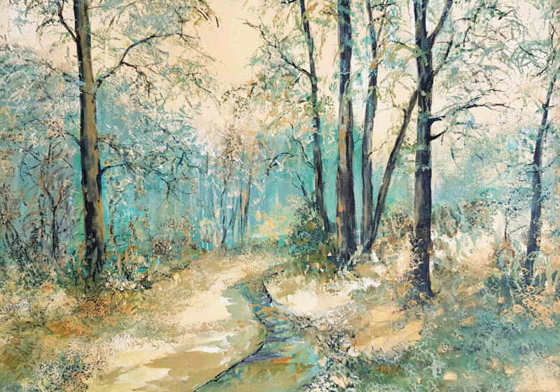 Birutė Butkienė tapytas paveikslas Miške, Peizažai , paveikslai internetu